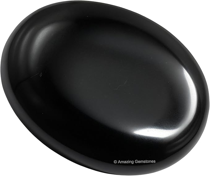 Amazing Gemstone Black Obsidian Crystals and Healing Stones - Large Palm Stone Crystals Piedra - Crystal for Good Luck, Balanced Positive Energy, Meditation - Unique Stocking Stuffers & Birthday Gift