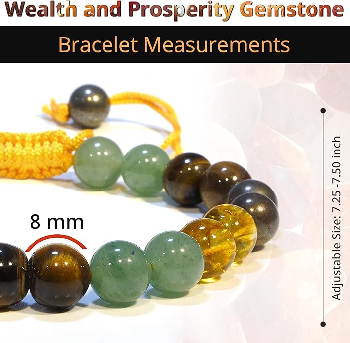 Energy Protection Crystal Handmade Adjustable Bead Bracelet Perfect for Men, Women’s Gift - Gemstone Healing Stretch Bracelet Pulsera Para Hombre Mujer Stocking Stuffer