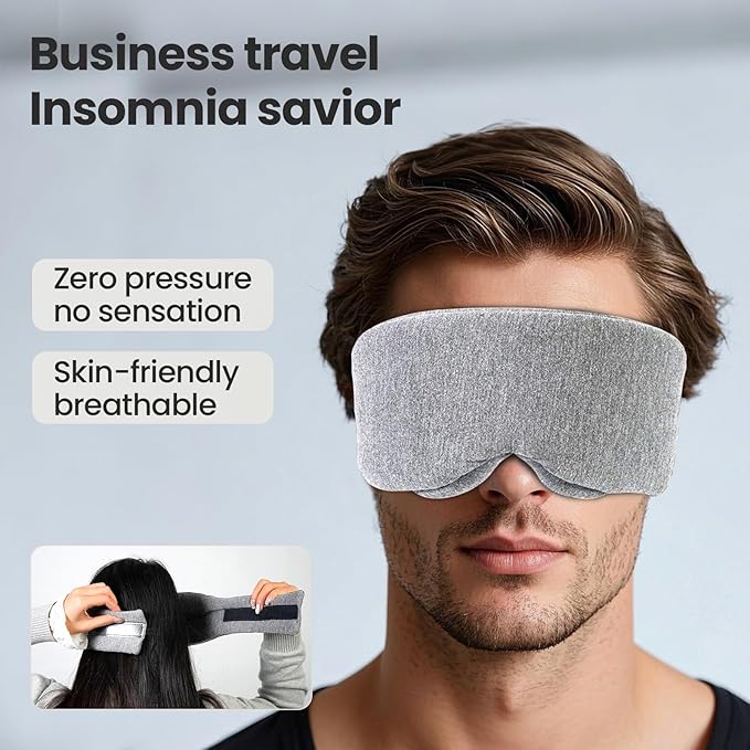 3D Eye Mask Sleep Mask for Travel Light Blocking Comfortable Eyemask Lightweight Non-Press Sleeping Mask Eye Protection for Deep Sleep Optimal Sleep Experience (White)