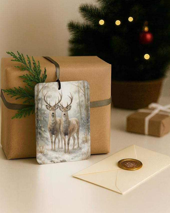 Winter Christmas Berry Car Air Freshener 4 Pcs, Rustic Winter Santa Reindeer Snowman Hanging Air Freshener for Cars Closet Drawer Books, Christmas Car Accessories Mirror Decor for Women