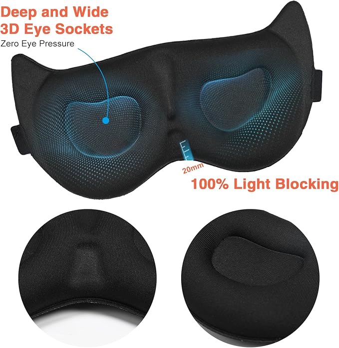 Cute Sleep Eye Mask for Kids, 3D Contoured Cup Sleeping Mask & Blindfold, Concave Molded Night Sleep Mask, Block Out Light, Soft Comfort Eye Shade Cover for Travel Yoga Nap,KD