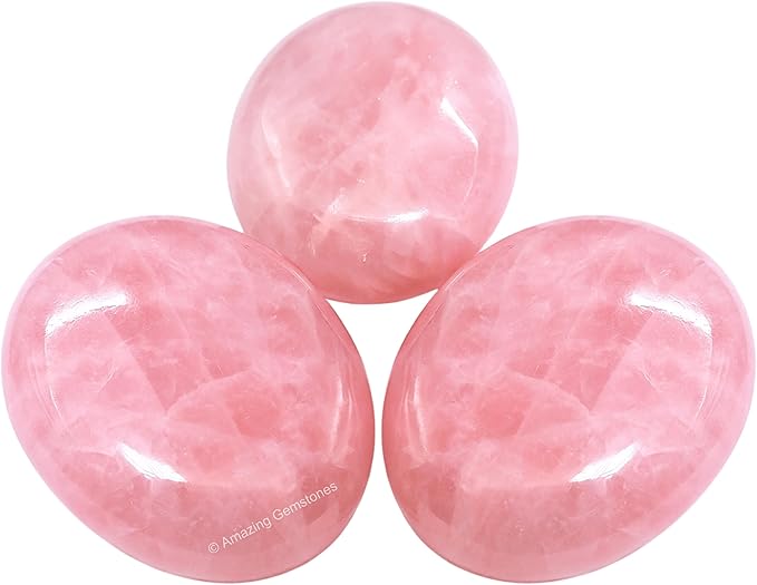 Amazing Gemstone Rose Quartz Crystals and Healing Stones - Large Palm Stone Crystals Piedra - Crystal for Good Luck, Balanced Positive Energy, Meditation, Unique Stocking Stuffers Gifts for Women, Men