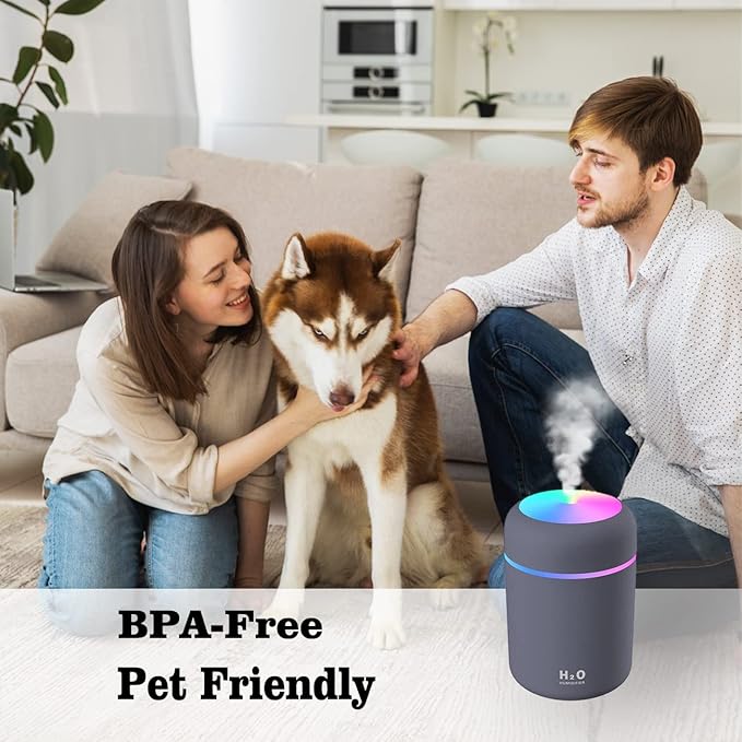 Colorful Cool Mini Humidifier, Essential Oil Diffuser, Aroma Essential USB Personal Desktop Humidifier for Car, Office Room, Bedroom etc,2 Adjustable Mist Modes (Navy Blue)