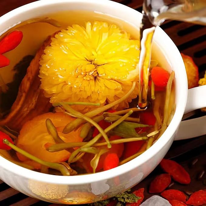 Dandelion Wolfberry Tea, 12 Pcs Natural Kidney & Liver Detox Tea, 8 Chinese Herbal Ingredients Blend, Dandelion Wolfberry Organic, Cassia seed, Chrysanthemum, Honeysuckle (144g,12gx12 packs)