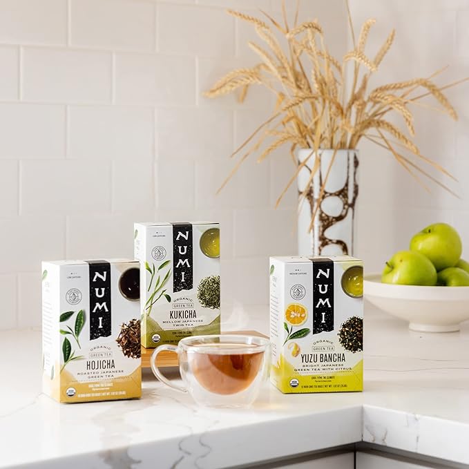 Numi Organic Roasted Japanese Green Tea Variety Pack, Hojicha, Yuzu Bancha & Kukicha, 16 Count (Pack of 3)