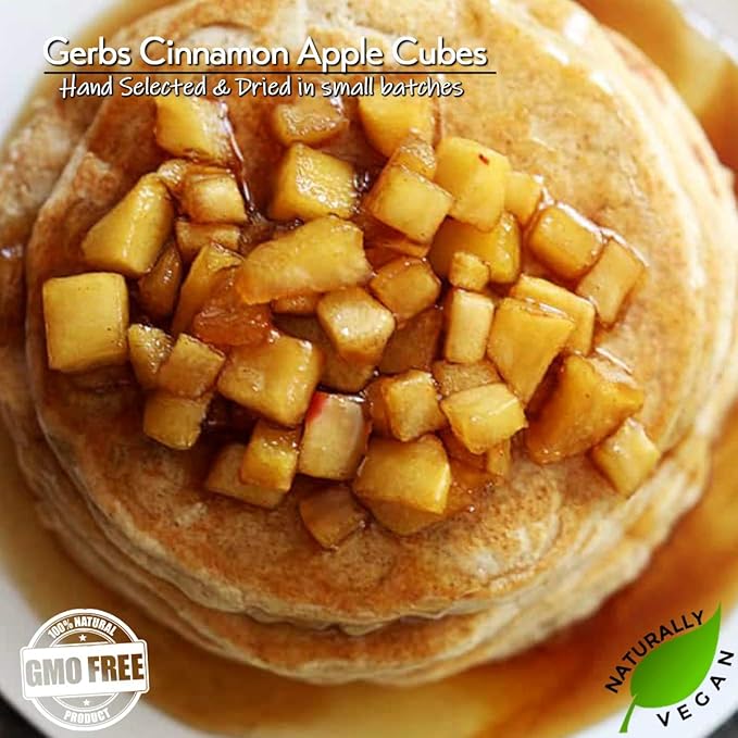 Gerbs Dried Cinnamon Sugar Apple Cubes 2 lbs. | Unsulfured, No Additives, Resealable Bag | Naturally Sweet & Spiced | Top 14 Allergen-Free
