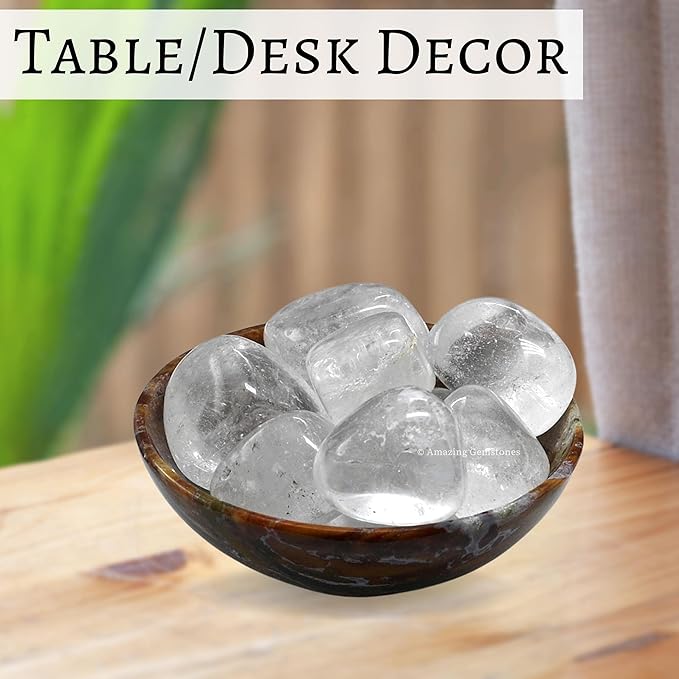 Amazing Gemstone Clear Quartz Crystals and Healing Stones Tumbled - 1000+ Carats Clear Quartz Stone, Natural Healing Stones for Energy Balance, Stress Relief - Polished Gems Rocks