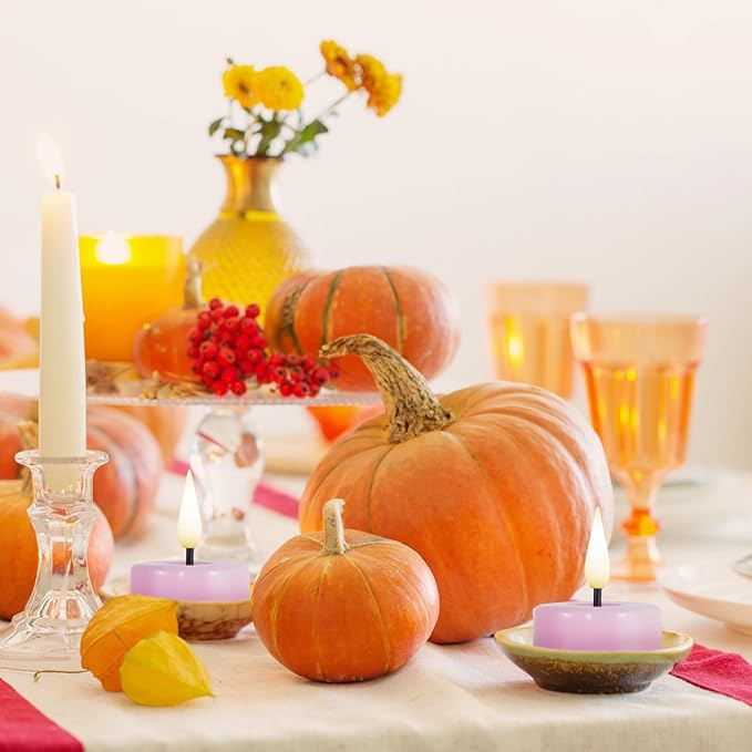 Eywamage Pink Flameless Wax Tealights with Remote Timer, Flickering Colored LED Battery Tea Votive Candles Set of 10