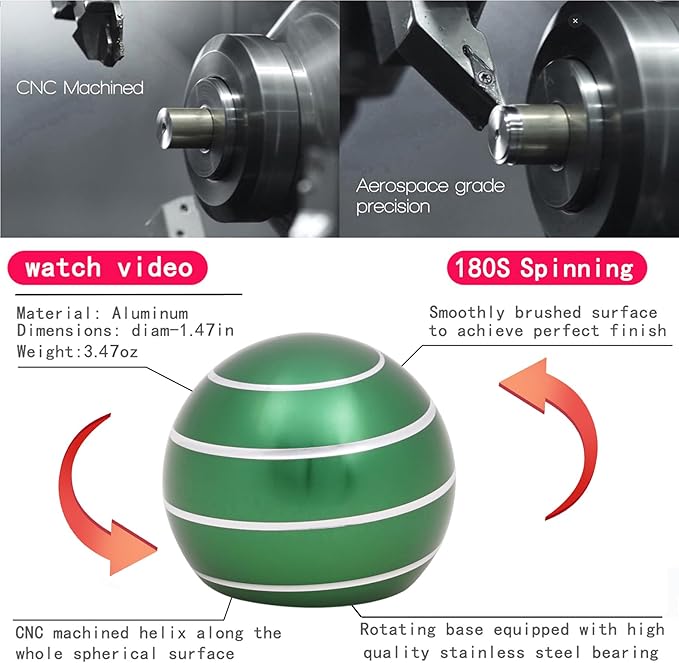 Desk Toys for Fidget Kinetic Cool-Gadgets: 180 Seconds Spinning Toy, Cool-Stuff Thing for Adult Teen Children Kid, Optical-Illusion Stress-Relief Gifts Ball for Man Women Home Office School Christmas