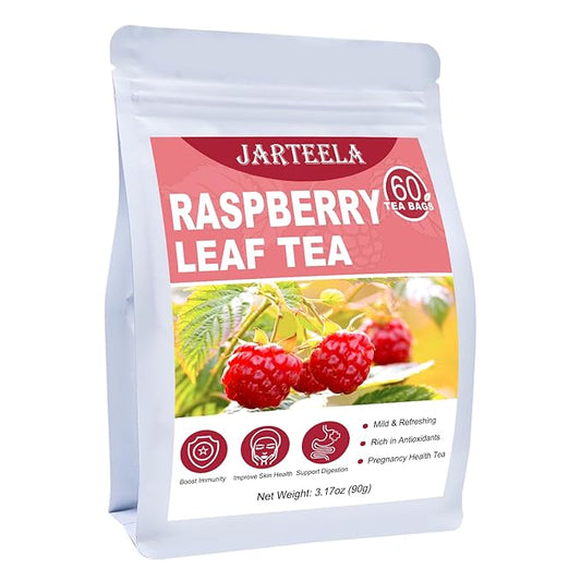 Jarteela - Raspberry Leaf Tea Bag, 1.5g x 60 Count - Natural Red Raspberry Leaf Herbal Tea Pregnancy - Premium Herbs - Non-GMO - Caffeine-free Tea - Aids In Digestion