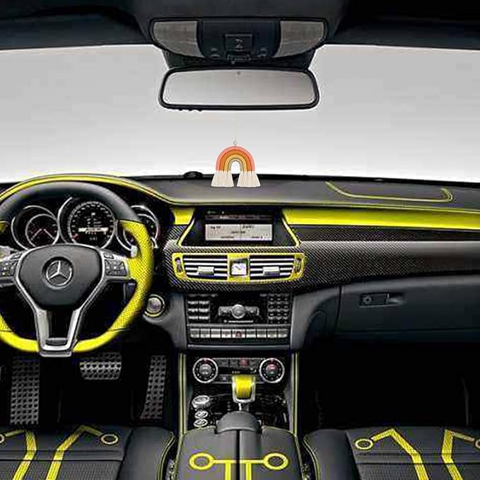 BOHO GARDEN Macrame Bohemian Rainbow Charm - Essential Oil Diffuser for Cars, Baby Nursery, Children’s Bedroom & Home Decor- Colorful Decorative Hanging Air Freshener & Accessories - 3.5x4 - Blossom