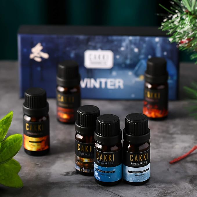 Winter Essential Oils Set - 6 Scents for Diffusers, Candles, Soaps, Gifts