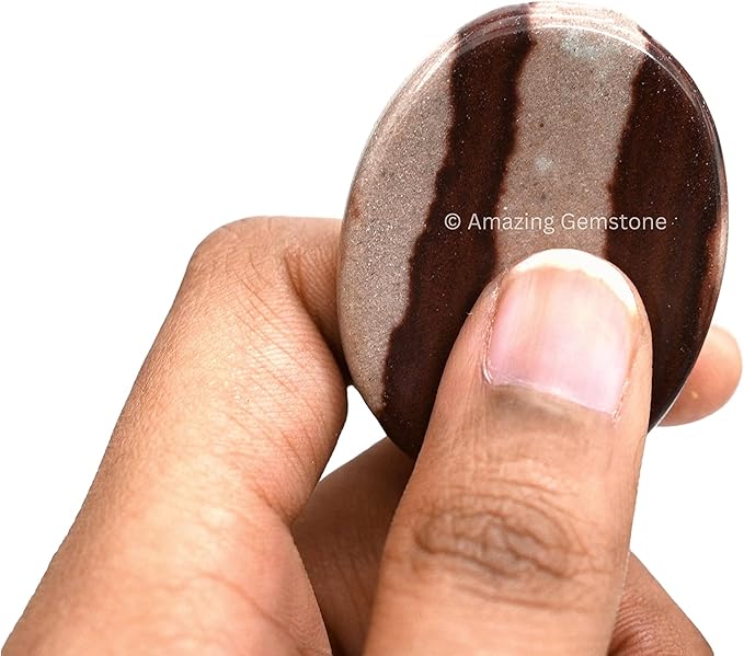 Amazing Gemstone Narmada Shiva Lingam Worry Stone, Healing Crystals - Piedra Crystal Fidget for Gift, Meditation, Calming, Relaxation, Stress Relief