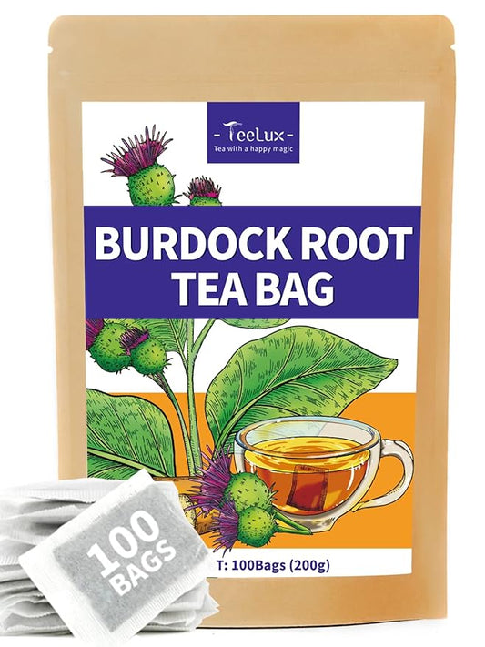 TeeLux Burdock Root Tea Bags, Pure Natural Burdock Root, Caffeine Free, Premium Herbal Tea, 100 Tea Bags