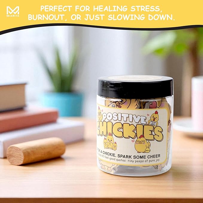 60 Positive Chick Cards Jar, Daily Affirmation Cards for Women, Girls, Coworkers, Best Friends - Emotional Support Chick - Birthday Gift for Womens - Teen Girl Gifts Trendy