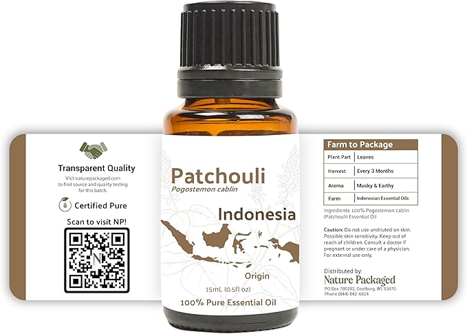 Dark Patchouli Essential Oil - Direct from Java Indonesia Natural Repellent Aceite de Pachulí - Aromatherapy and Premium Therapeutic Grade - Ideal for Body & Candle-Making (8oz)
