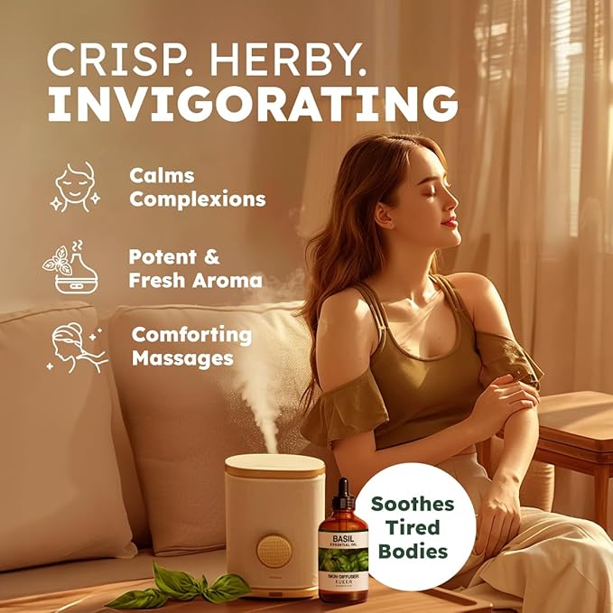 KUKKA Basil Essential Oils - 4 Fl Oz - for Hair, Skin, Diffuser, Aromatherapy & DIY Soap Making Scent