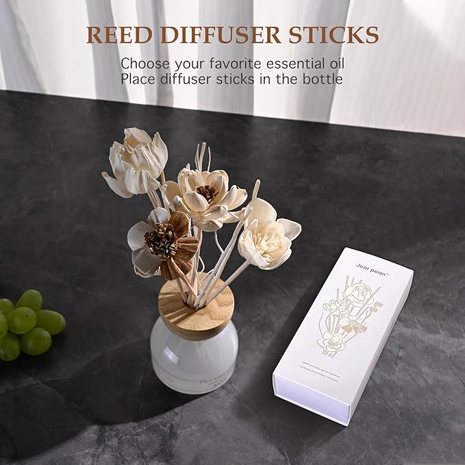Reed Diffuser Sticks Set, Natural Paper Material, Flower Diffusers for Home Bathroom and Bedroom Decor, 12Pcs Exquisite Box