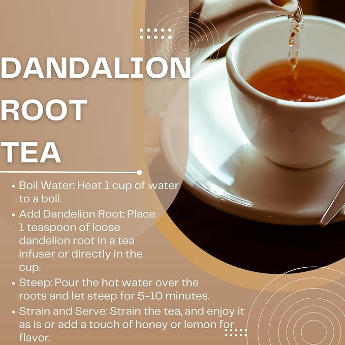 Herbs Botanica Dandelion Root Tea Natural Loose Tea Natural Dried Caffeine-Free Natural Dandelion Root cut Supports Kidney Function and Healthy Digestion, Caffeine Free 8 oz