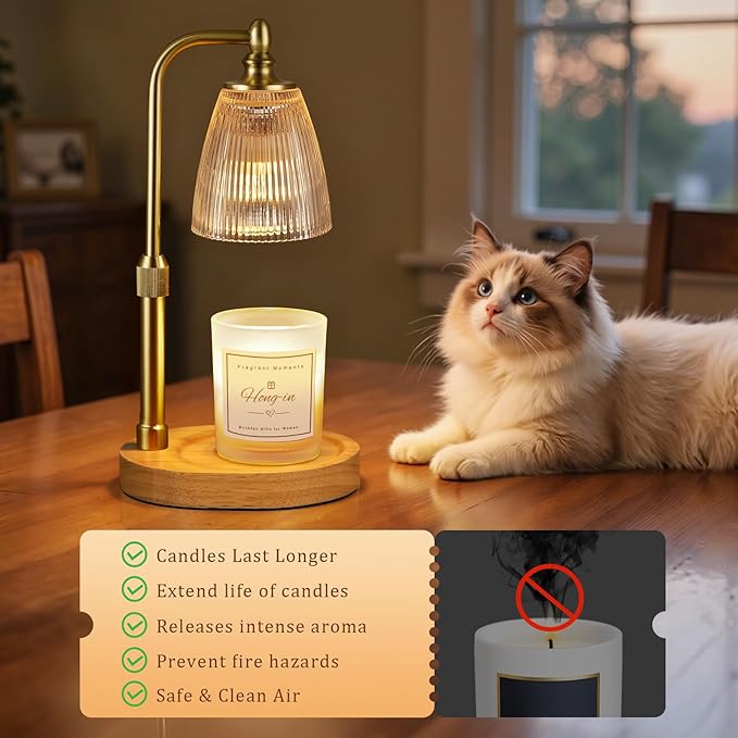 Amber Candle Warmer Lamp with Timer Dimmable,Birthday Gifts for Women Sister,House Warming Gifts New Home,Adjustable Height Wax Melt Warmer for Jar Candles,Ideal for Office,Bedroom Home Decor