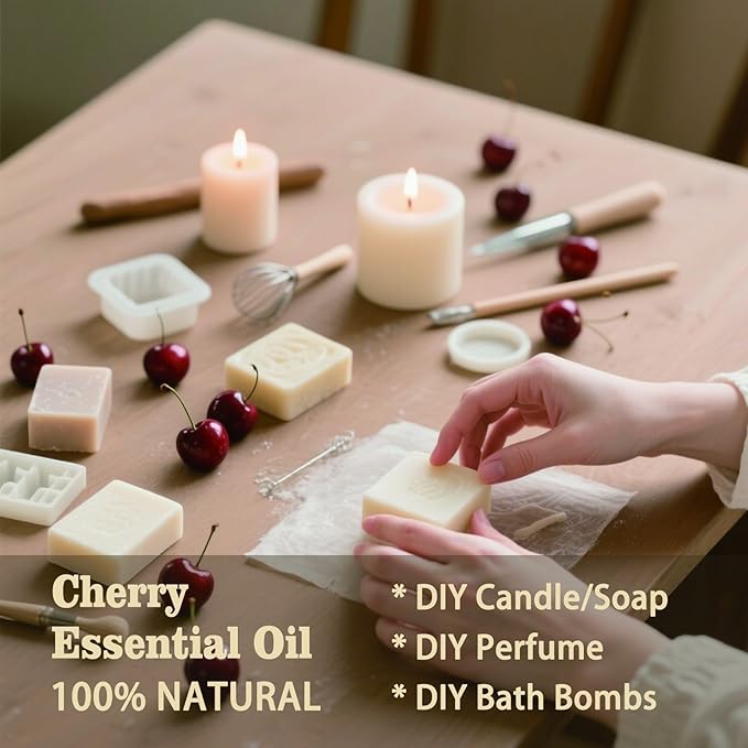 Cherry Fragrance Oil-Cherry Essential Oil 8.33oz (250ml)-100% Pure Natural Scent for Diffusers, Candles, Soap Making & Aromatherapy-Relaxing Home & Gift Essential Oil for Bath, Massage