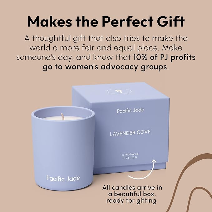 Hand Poured 100% Natural Soy Candle 11oz - Luxury Fragrance in Matte Glass for Home or Gift - Premium Cotton Wick for 60 Hours Burn Time - Woman-Founded Brand (Lavender Cove)