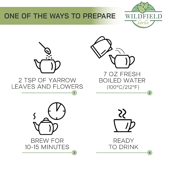 4 oz. Yarrow Herb Dried Yarrow Leaf & Flower Herbal Tea (Achillea Millefolium Tea) - 113g Herb Tea Milenrama