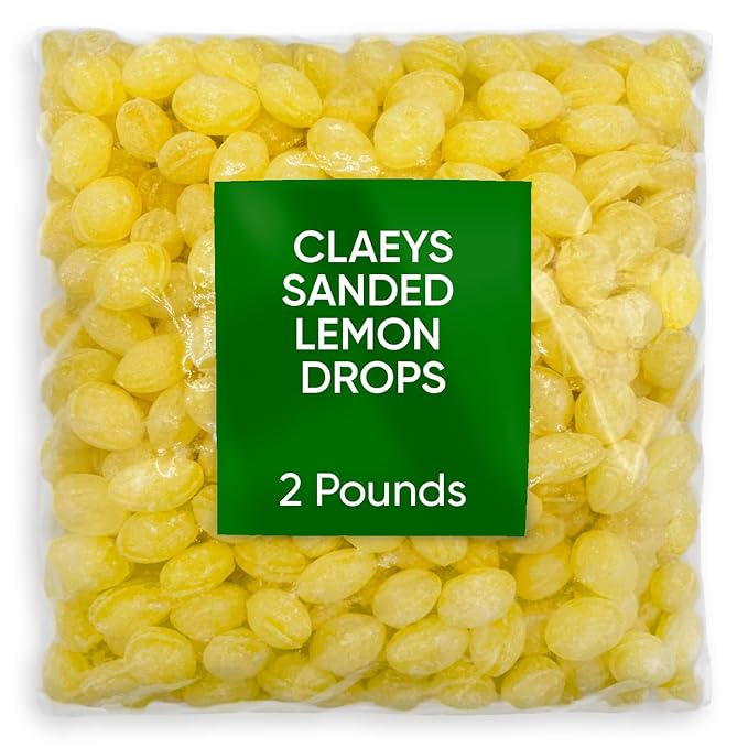 Claeys Sanded Lemon Drops Candy - Bulk Candy Lemon Drops Hard Candy - 2 Pounds - Christmas Candy – Ideal for Holidays, Sour Candy Lovers – Lemon Flavor