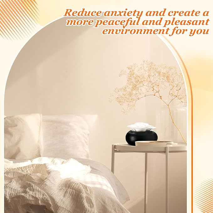 Honeydak 1 Pcs Flower Passive Essential Oil Diffuser Stone White Ceramic Porcelain Floral Diffuser with Container Non Electric Handmade Decorative Tabletops Home Decoration Christmas (Camellia)