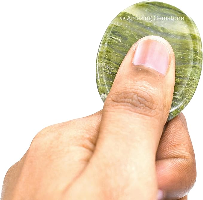 Amazing Gemstone Vasonite Worry Stone Crystals and Healing Stones - Stones for Stress Relief - Piedra Crystal Fidget for Meditation, Relaxation - Unique Stocking Stuffers and Birthday Gift