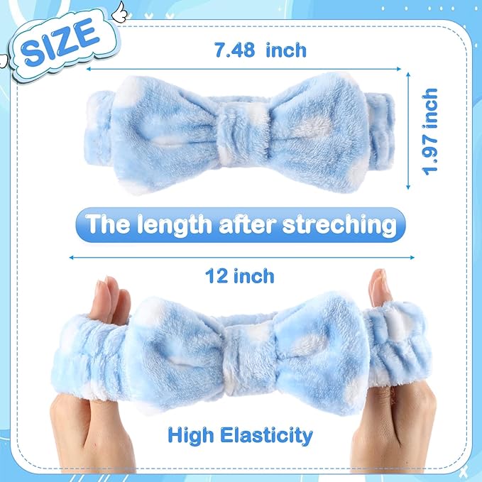 25 Pcs Spa Headband Bulk Makeup Headbands for Washing Face Cute Bow Hairbands Soft Coral Fleece Hairbands for Women Face Skin Care Makeup Spa Gift Shower Yoga (Cute Pattern)