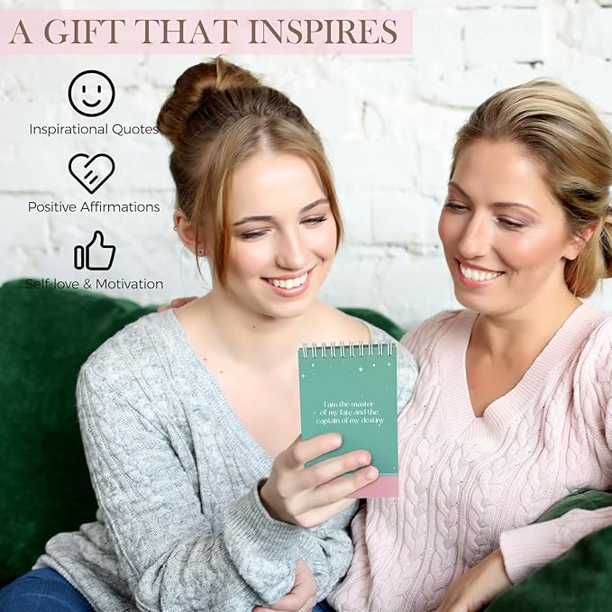 XKDOUS Affirmation Cards for Women, 60 Positive Affirmations Cards, Perpetual Calendar, Motivational Cards with Miracle Mantras, Birthday Inspirational Friendship Gifts for Women, Desk Accessories