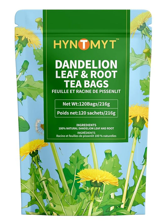 HYNTMYT Dandelion Leaf & Root Tea, Natural Roasted Dandelion Root, Mild & Earthy Taste, Caffeine Free, 120 Count