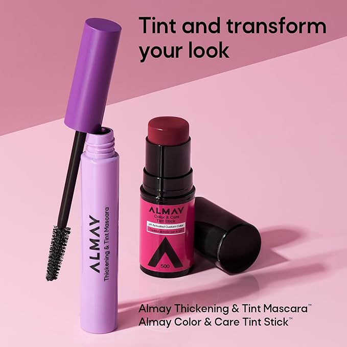 Almay Lip and Cheek Tint, Color & Care Tint Stick, Multi-Use Moisturizing Blush and Lip Color, Dewy Finish, 500 Berry Flush, 0.25 oz