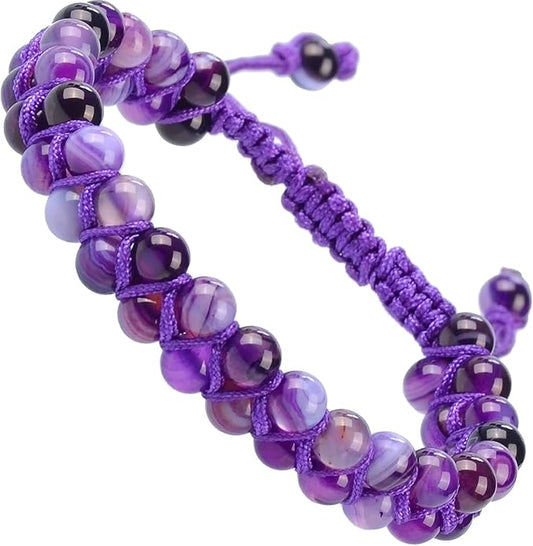 MASSIVE BEADS Double Layer Natural Chakra Healing Power Crystals Macrame Bracelet Yoga Stone Beads Gemstone Meditation Relax Anxiety Bangle for Unisex Women Men
