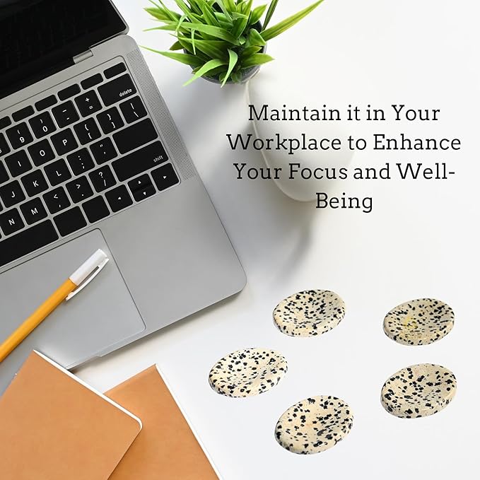 Dalmatian Jasper Worry Stones – Crystal Thumb Worry Stone for Anguish, Stress – Relaxing and Soothing Balance Stones for Meditation, Stress Relief – Healing Stones and Crystals for Men and Women