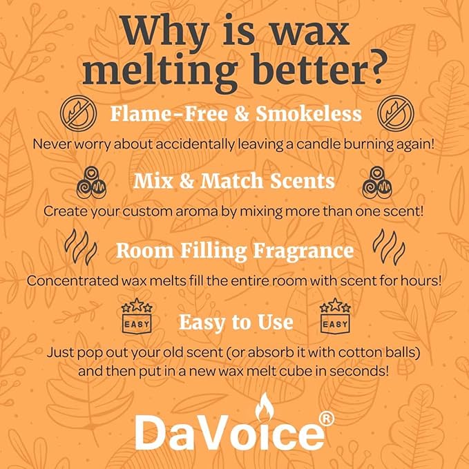 DaVoice Hot Apple Pastry Wax Melts – Strong Scented Soy Wax Cubes with Baked Apple and Cinnamon, Cozy Bakery Dessert Aroma (6 Cubes, 2.2 oz)