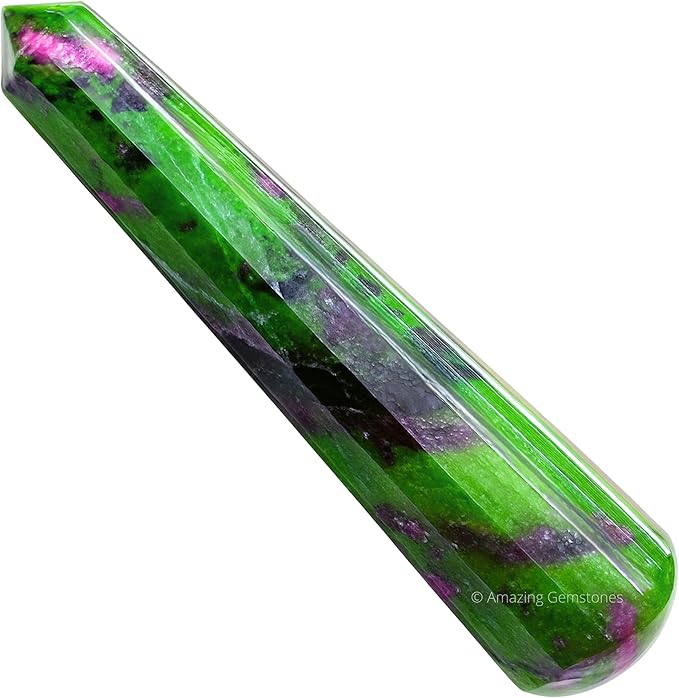 Amazing Gemstone Ruby Zoisite Crystal Wand Massage Stick - Pelvic Wand Gua Sha for Adults - Crystals and Healing Stones Massage Wands for Adults Gifts (Pointed)