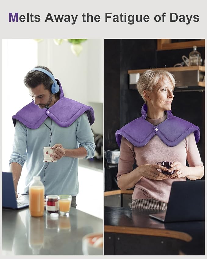 Heating Pad for Neck and Shoulder Pain Relief, Birthday Christmas Gifts for Women Mom Wife Sister Grandma Her, 2lb Electric Heating Pad for Back, 6 Heat Settings, Large 17x23inch, Purple