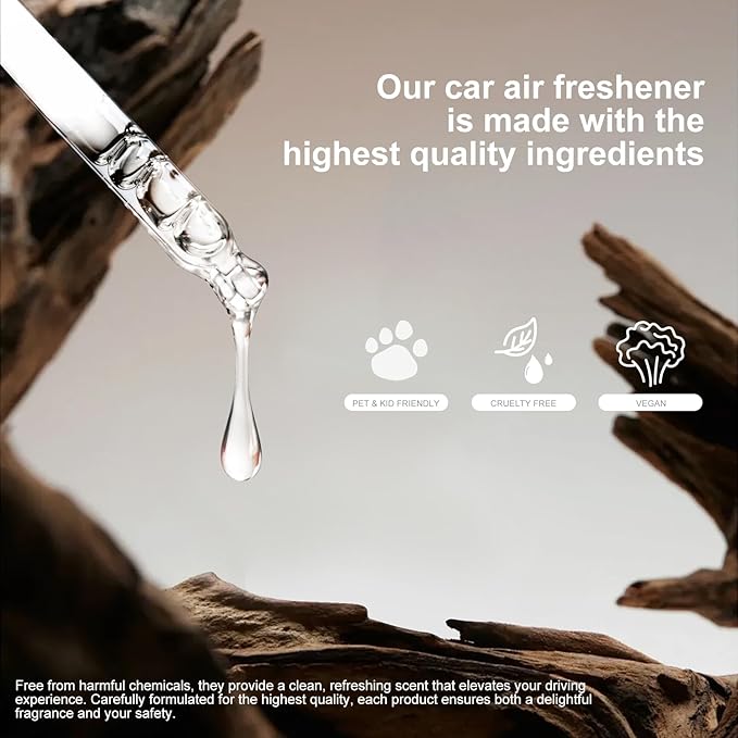 Car Air Freshener Hanging, 2 Pcs Ebony Agarwood Drift Car Air Freshener, Wooden Fragrance Expanding Bottle Cap, 10ml Per Bottle, Used for Car Decoration and Fresh Air (Ebony agarwood)