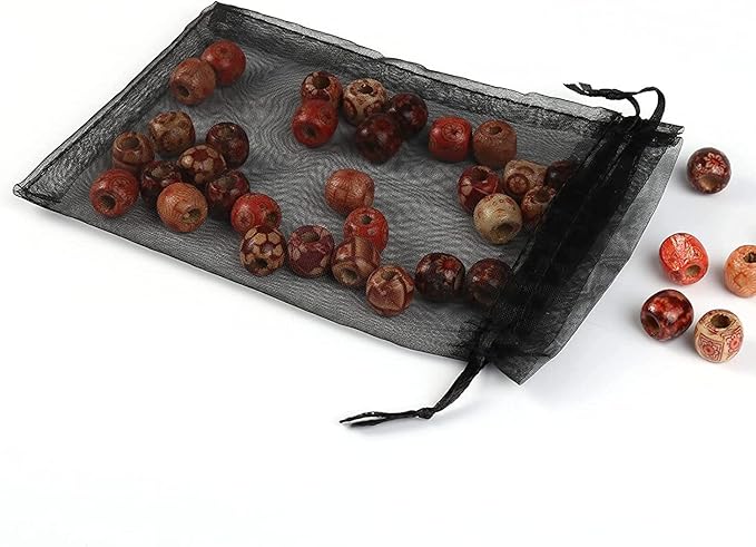 ANZNKU 100 Pack Organza Bags 5 x 7 inch, Premium Black Favor Bags with Drawstring for Halloween, Sheer Mesh Bag, Gift Bag Small Size, Mesh Pouches Drawstring Packaging Pouches for Wedding Party