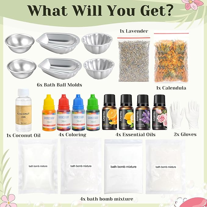 Bath Bomb Making Kit- 23Pcs DIY Bath Bombs for Women, Make Your Own SPA Products, Soap Making Kit with Stainless Steel Molds, Bath Foam, Bath & Bathing Shower Accessories Gifts for Girls Women
