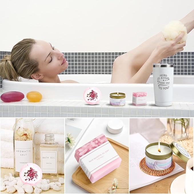 Gifts for Women, Gifts for Mom, Care Package for Women, Relaxing Spa Gift Set, Birthday Baskets, Unique Holiday Gifts Basket for Her, Sister, Mom, Girl Friend, Best Friends