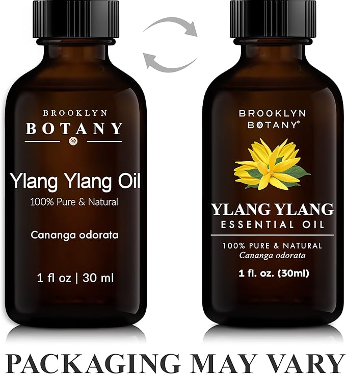 Brooklyn Botany Ylang Ylang Essential Oil - 100% Pure and Natural - Premium Grade Oil with Dropper - for Aromatherapy and Diffuser - 1 Fl Oz