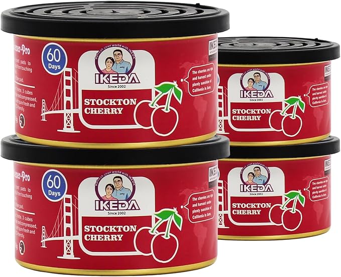 IKEDA Car Air Freshener & Car Odor Eliminator for Auto or Home,Office, 60 Days Long Lasting Scent Cans Freshener, 1.5 Oz Each, 4 Cans, Cherry