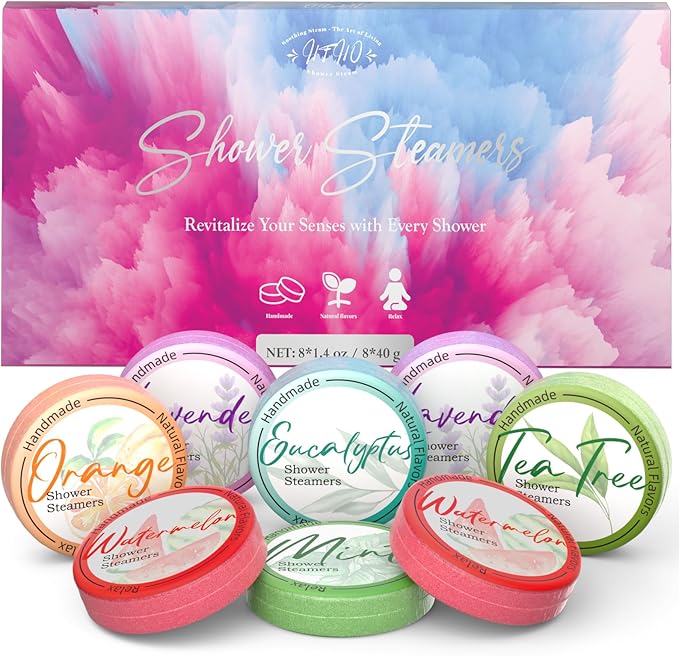 Shower Steamers Aromatherapy 8 Pack - Gifts for Women, Shower Bombs with Essential Oils, Self Care and Stress Relief Stocking Stuffers, Birthday Gifts for Women and Men. Dreamy Watercolor Style