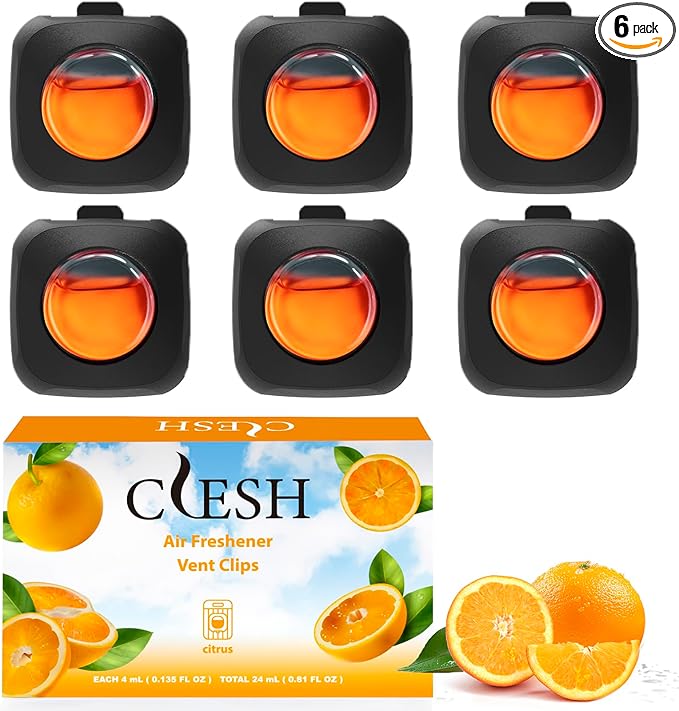 Car Air Fresheners, 6 Pack, Citrus, Car Fresheners Vent Clips, Long Lasting Air Freshener, Car Refresher for Men Women