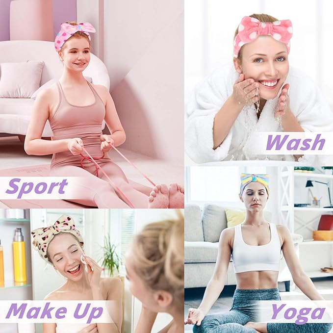 3 otters 12Pack Spa Headband for Women, Makeup Headband for Washing Face, Soft Microfiber Skincare Headbands for Girls Teens, Facial Spa Shower, Christmas Gifts