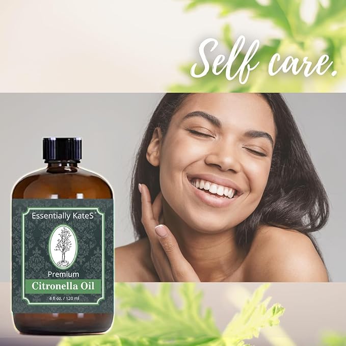 Essentially KateS Premium Citronella Oil 4 Fl Oz - 100% Pure and Natural - with Sprayer and Dropper