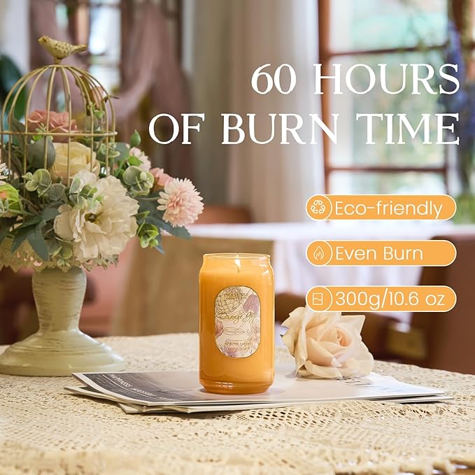 M&SENSE Orange&Goji Candles for Home Scented, 10.6 Oz Soy Wax Candles Non Toxic Jar Candle Up to 60 Hours Long Burning Home Fragrance Gift for Stress Relief, Meditation, Yoga